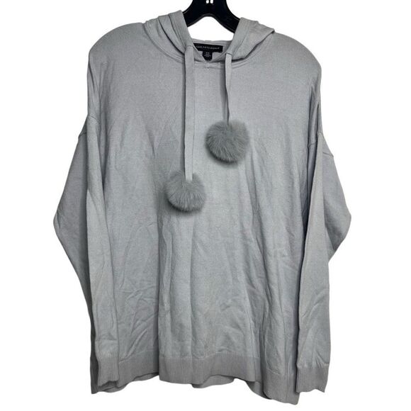 Saks Fifth Avenue Puff Ball Hoodie Light Blue Size Small - Picture 1 of 3